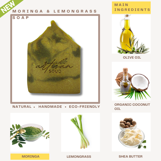 Moringa & Lemongrass Natural Handmade Soap - 120g