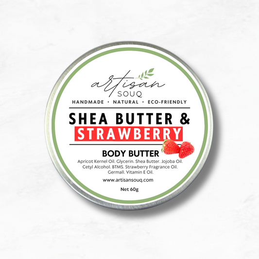 Shea Butter & Strawberry Natural Moisturizing Handmade Body Butter - 60g